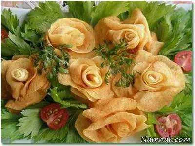 آموزش چیپس سیب زمینی به شکل گل رز
